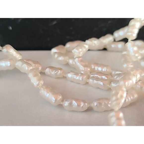 Faux Rice Pearl Beaded Necklace Vintage - Picture 5 of 10